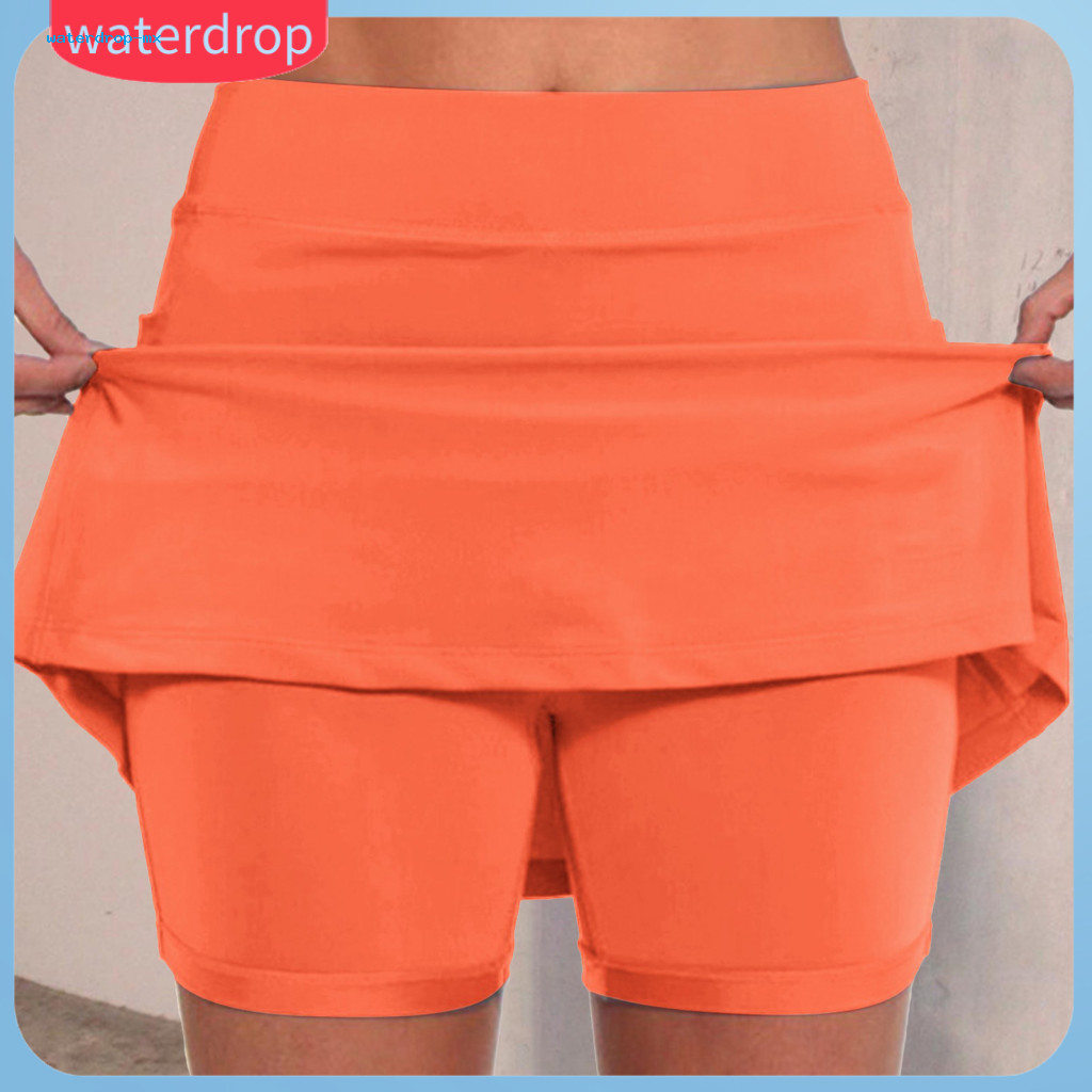 Women’s High Waist Sport Skort – Summer Athletic Shorts Skirt Stretch Yoga Culottes Solid Color Fake Two-piece Light