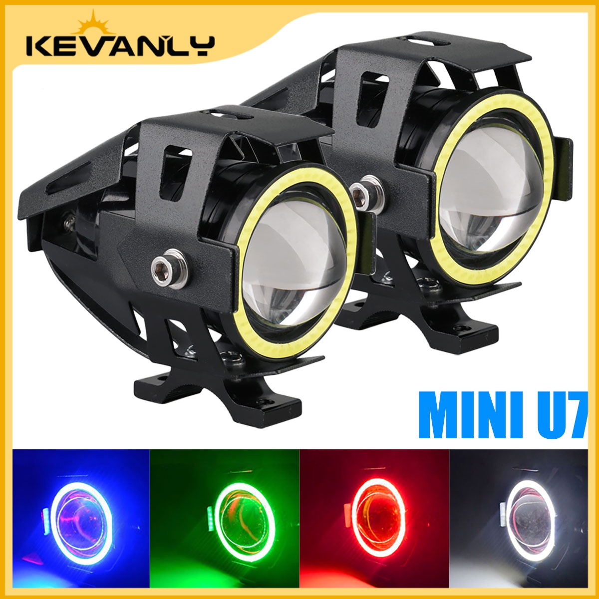 KEVANLY LED Farol Mini U7 Angel Eye Spotlight Lâmpada De Nevoeiro Modificado Laser Canhão Externo