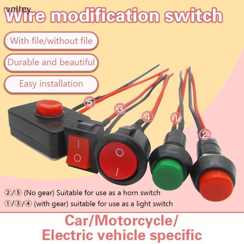 [VLY] Botão Interruptor Modificado Mini Luzes De Fiação De Carro Elétrico Modificação De Buzina Pequeno Para Motocicleta