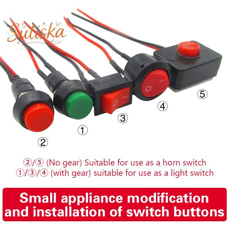 sutiska Botão Interruptor Modificado Mini Luzes De Fiação Do Carro Elétrico Modificação Chifre Motocicleta Pequeno BR