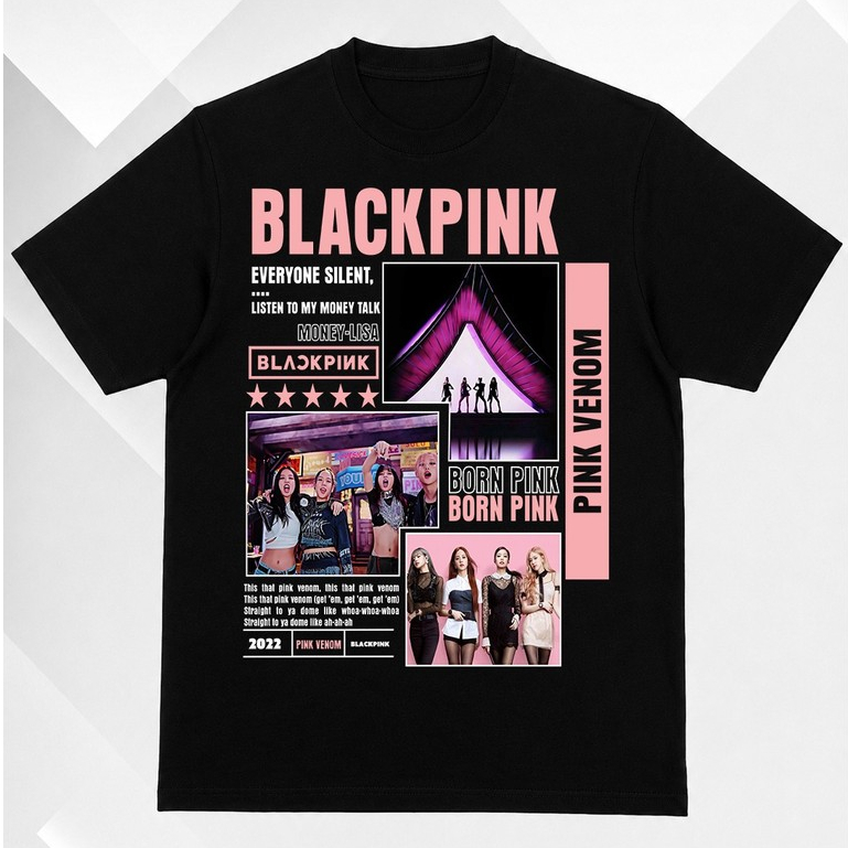 Camiseta Blackpink Born Pink Pink Venom K-Pop Camisa Premium 100% Algodão Unissex Plus Size