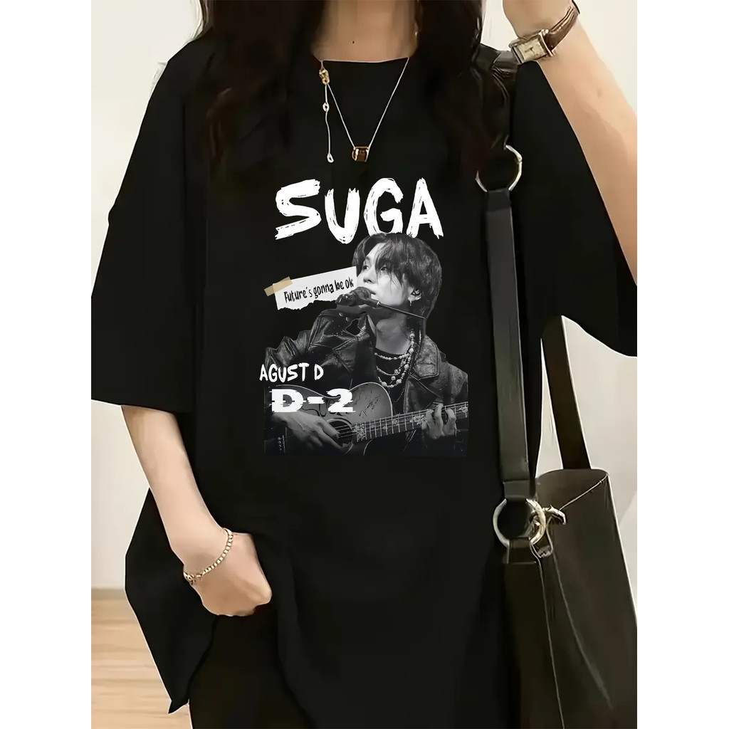 Camiseta 2026 T-shirt Premium Plus size  Capivara a Feminina Suga Agust D BTS K Pop Vintage Future's Gonna Be Ok