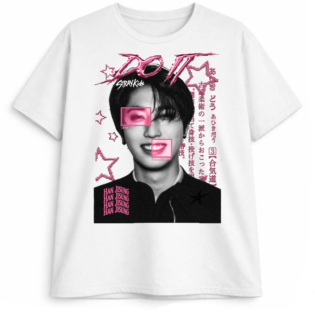 Camiseta Plus Size Han Jisung Stray Kids Do It Algodão Premium Estampa DTF Unissex K-pop