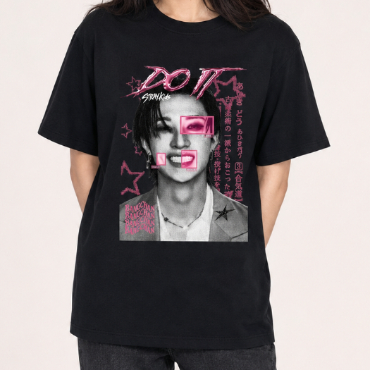 Camiseta Bang Chan Stray Kids Do It Algodão Premium Baby Look Plus Size Cropped K-pop