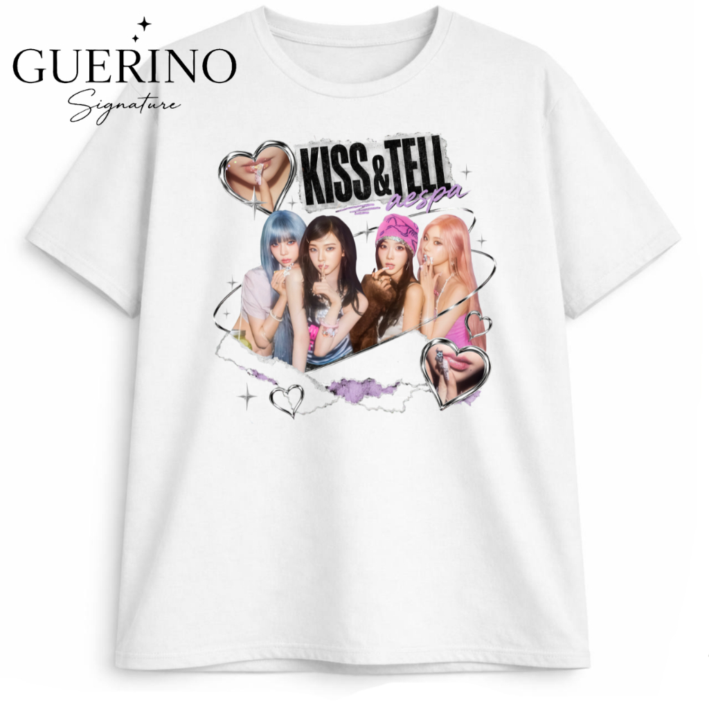 Camiseta Plus Size aespa Kiss & Tell K-pop 100% Algodão Premium Estampa Aesthetic