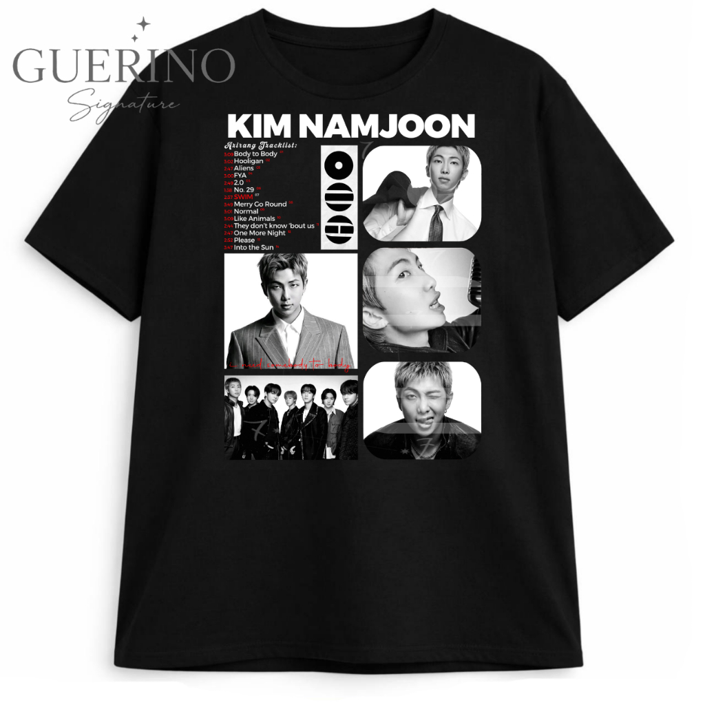 Camiseta Plus Size RM Kim Namjoon Arirang K-pop Álbum Unissex 100% Algodão Estampa Premium