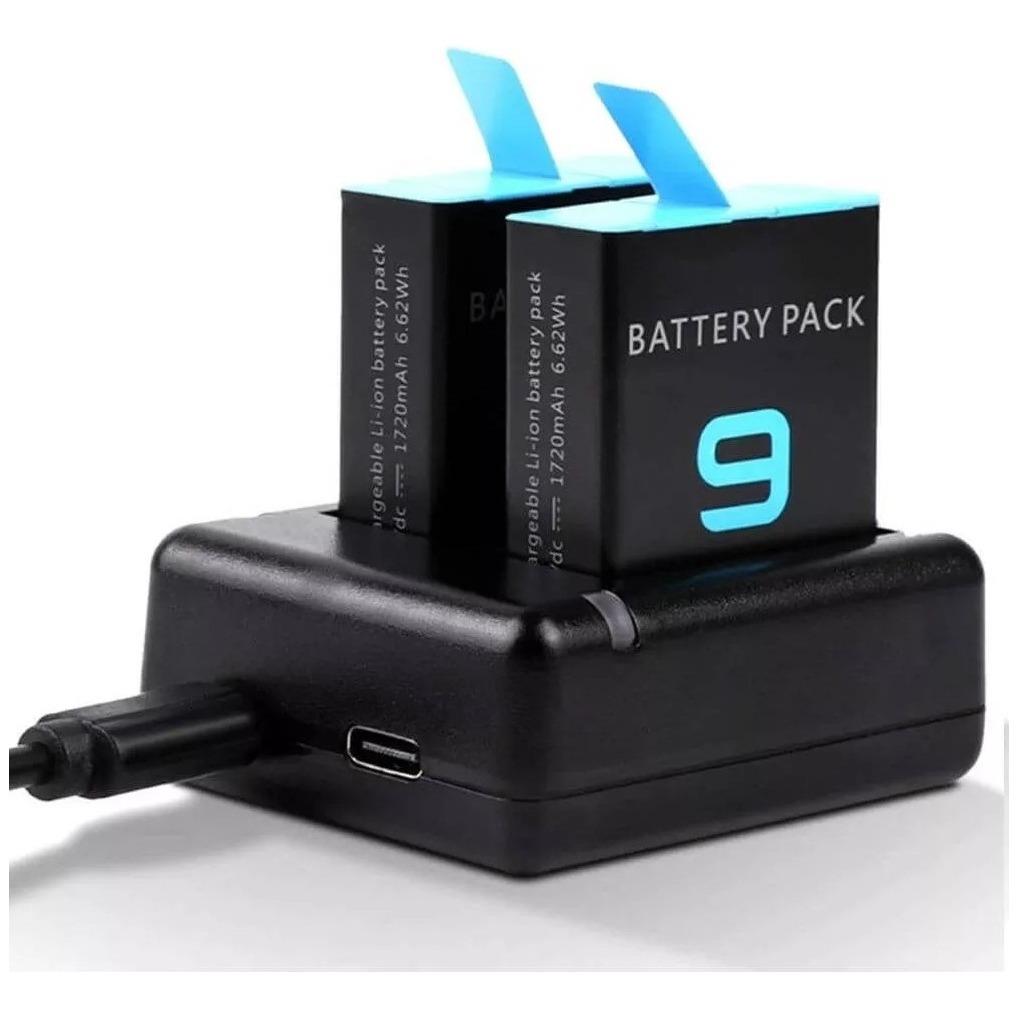 Carregador Duplo Para Duas Baterias De Gopro Hero9 Hero10 11