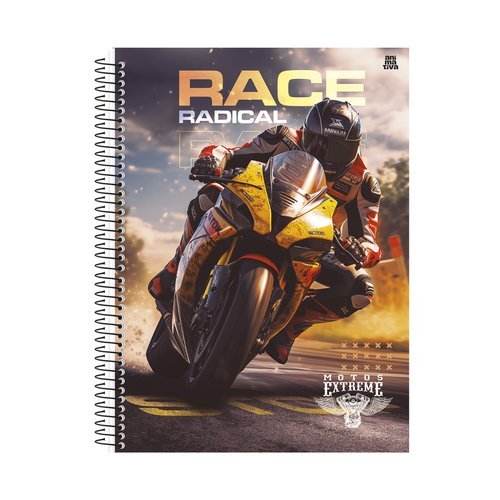 Caderno Universitario Escolar 10 Materias 160 Folhas Design Moto Radical