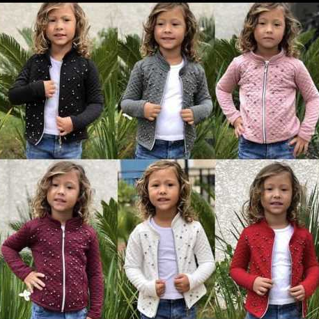 Jaqueta casaco infantil  femenino Metalasse com ziper outono inverno