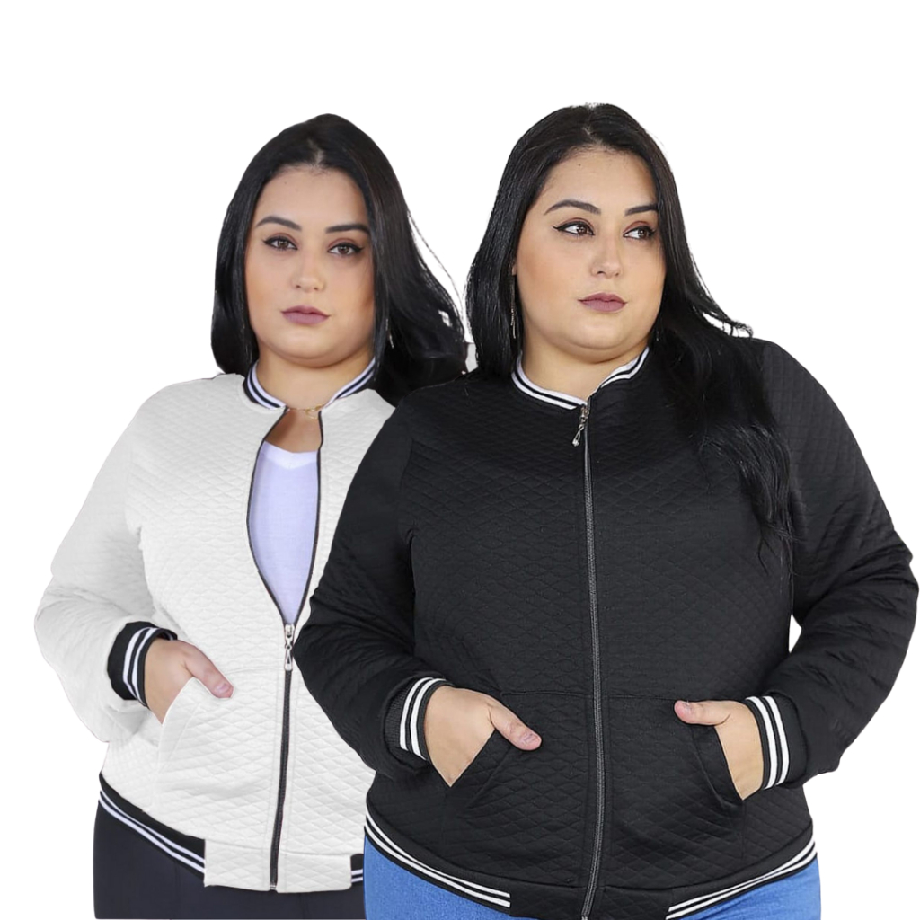 kit 2 Casacos Jaqueta Bomber Plus Size Blusa Feminina Inverno Metalasse Várias Cores Envio Rápido Melhor Preço Promoção