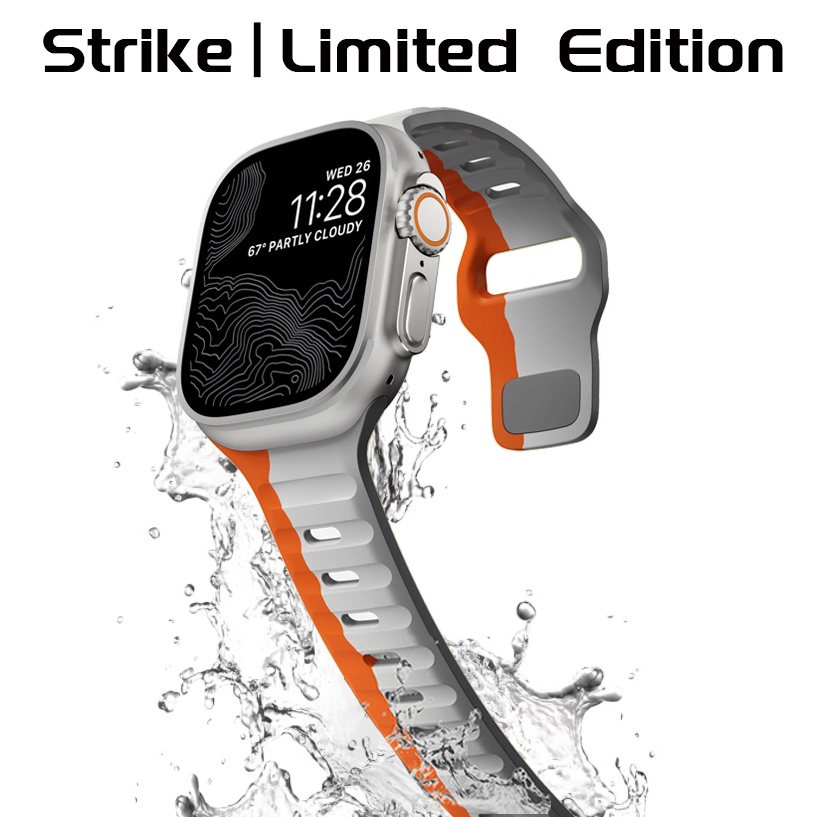 Pulseira De Silicone Ultra Strike Sport Replace Compatível Para Relógio Apple Ultra2 49mm 45mm 44mm iWatch 9 8 7 6 5 4