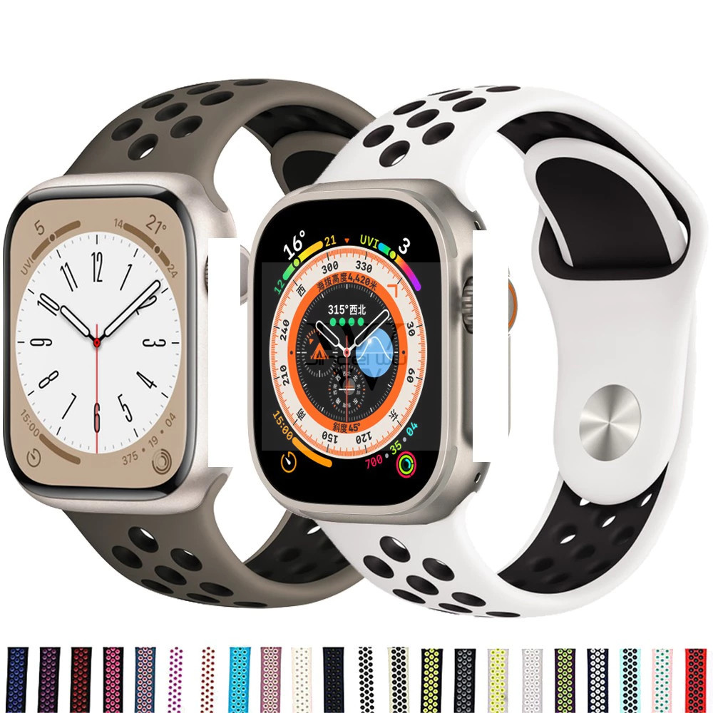 Pulseira de Silicone Esportiva compatível Apple Watch 8/7/6/5/4/3/2/1 ultra com 38 40 41 42 44 45 49 mm- Sport