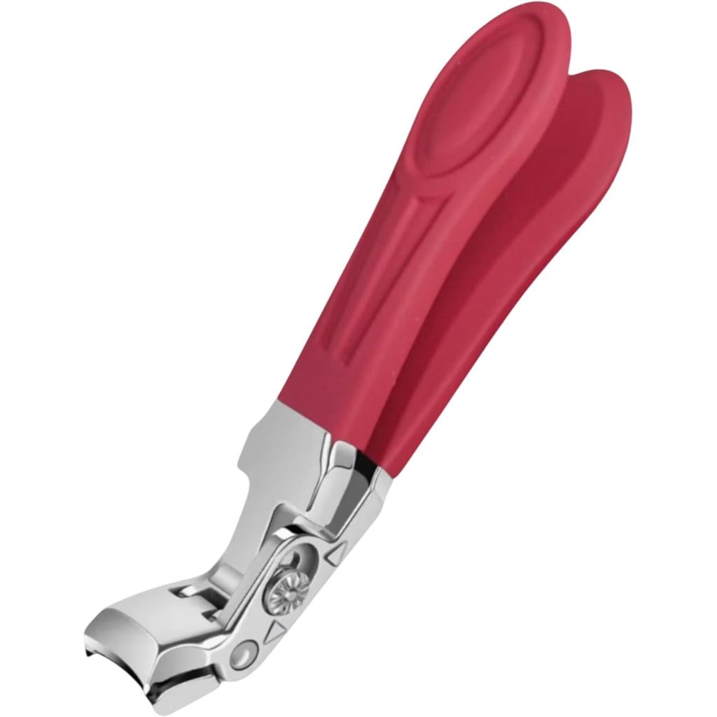 Professional Ruby Red Angled Nail Clippers for Seniors – 5'' Elegant Thick Toenail Clipper with Nail File, Ultra-Sharp B