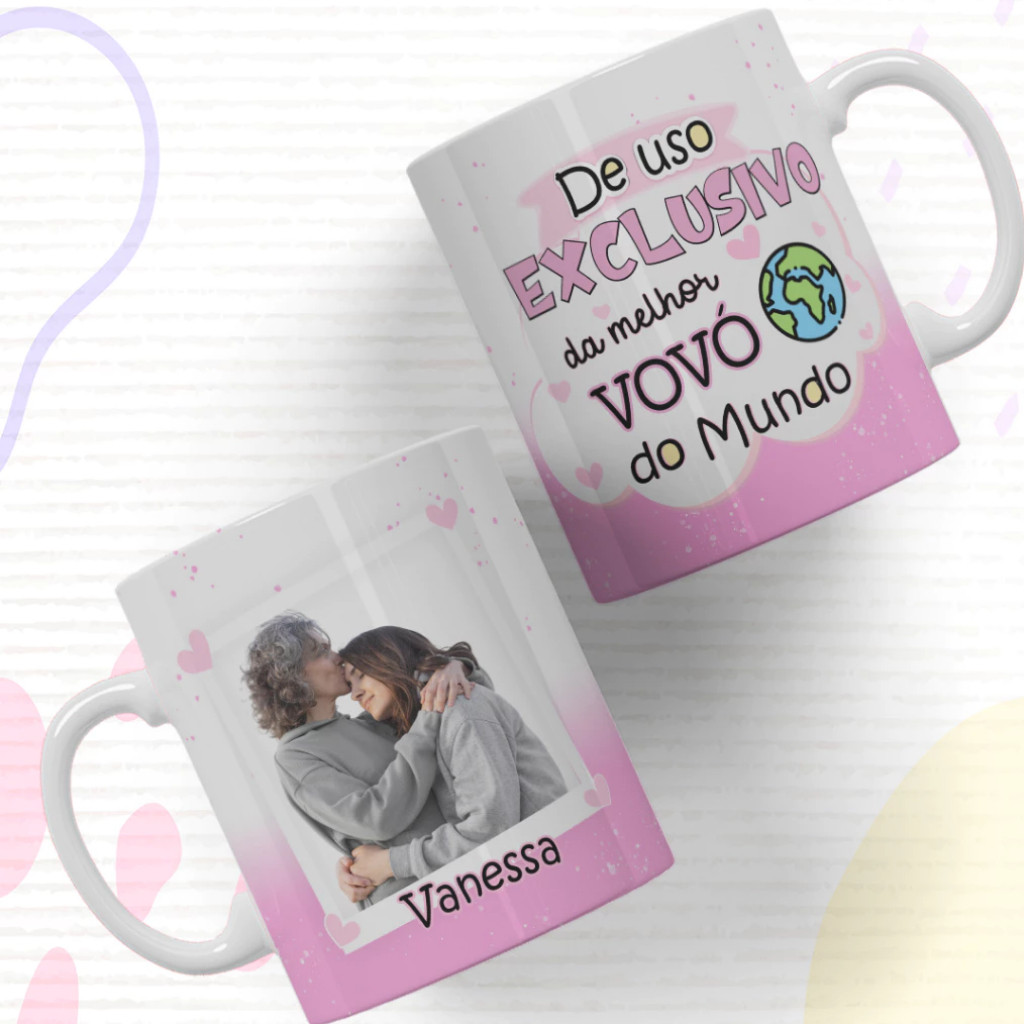 Caneca Personalizada com Foto e Nome Uso Exclusivo da Melhor Mãe do Mundo Dia das Mães Avó Tia Pais 325ml Presente