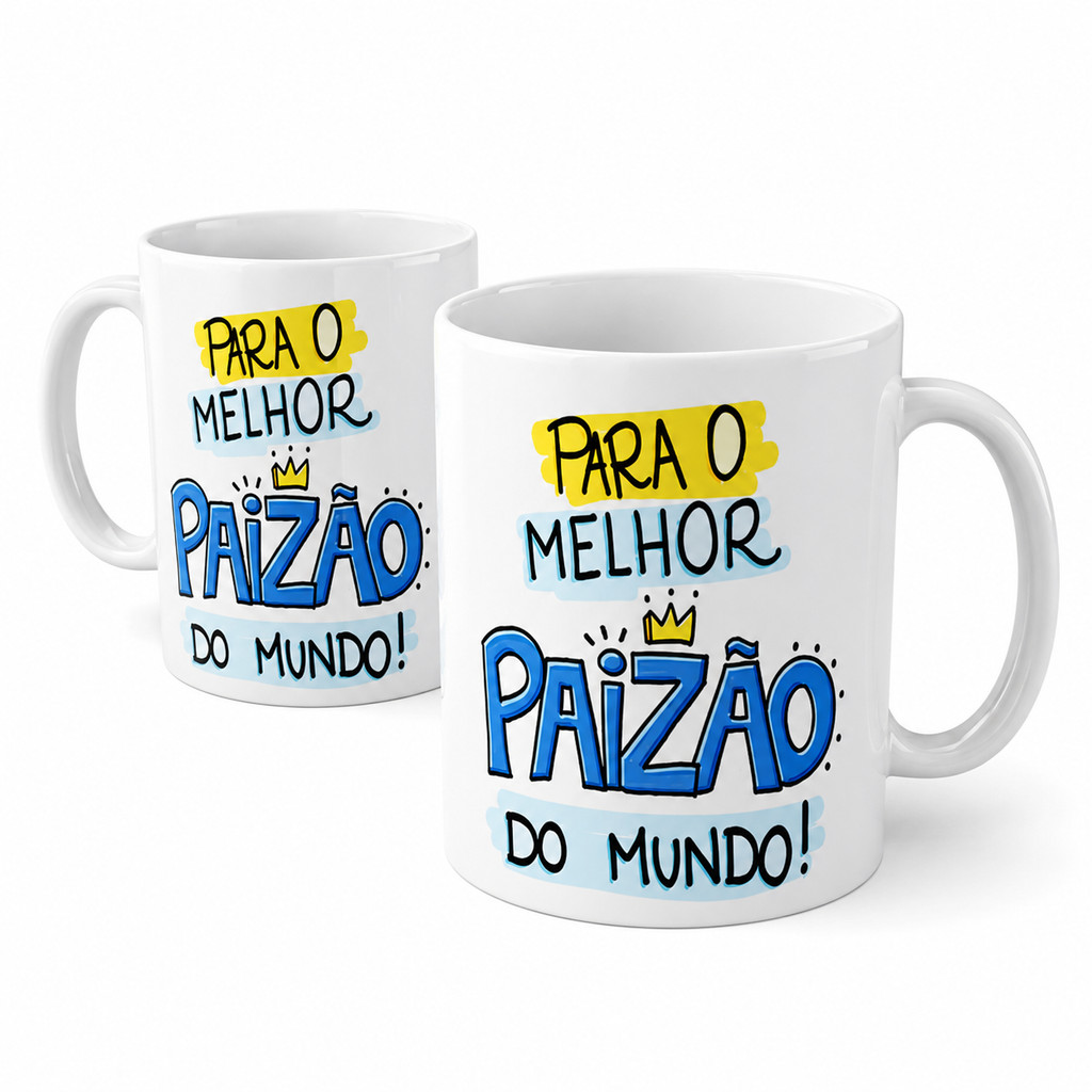 Caneca Dia dos Pais Com Foto Melhor Pai do Mundo Porcelana 325ml Personalizada