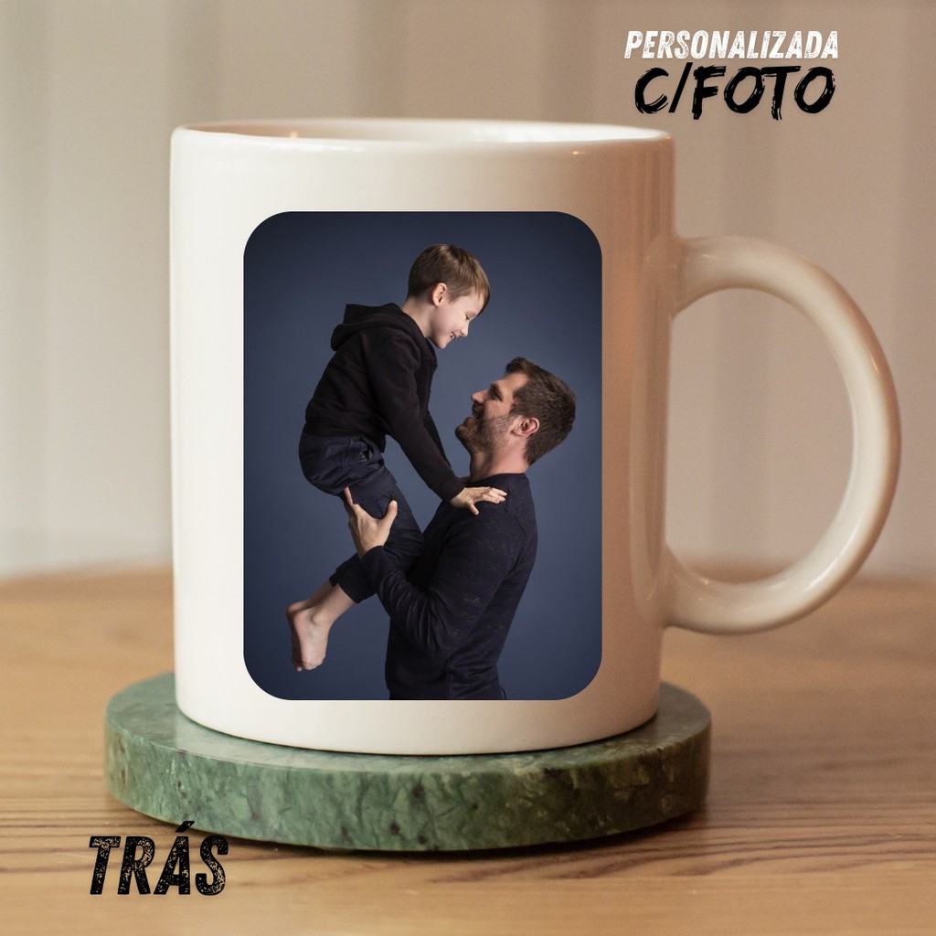 Caneca de Cerâmica 325ml – “Para o Melhor Paizão do Mundo” | Personalizada com Foto