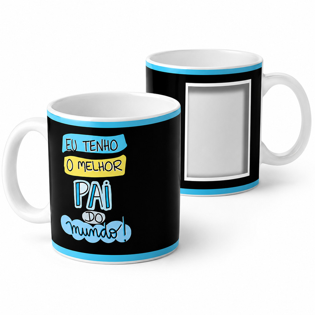 Caneca Dia dos Pais Melhor Pai do Mundo Com Foto Porcelana 325ml
