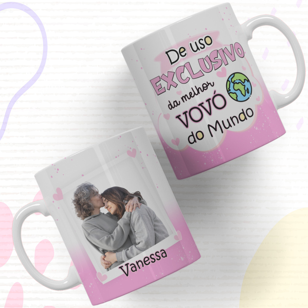 Caneca Personalizada com Foto e Nome Uso Exclusivo da Melhor Mãe do Mundo Dia das Mães 325ml Presente Porcelana