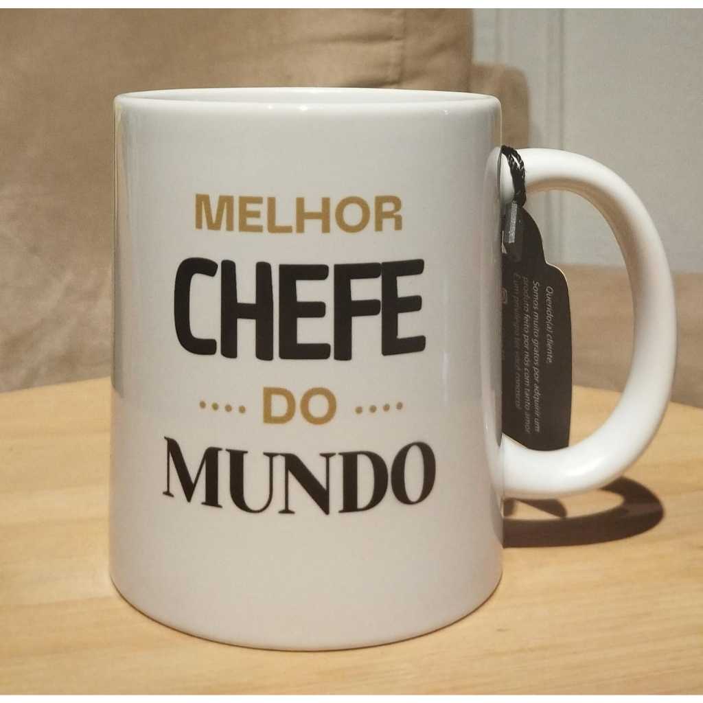 Caneca Personalizada MELHOR CHEFE DO MUNDO + FOTO  (cerâmica branca 325ml)