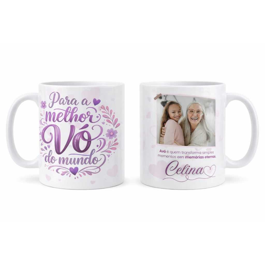 Caneca Personalizada com Foto e Nome - Para melhor Vó do Mundo 325ml