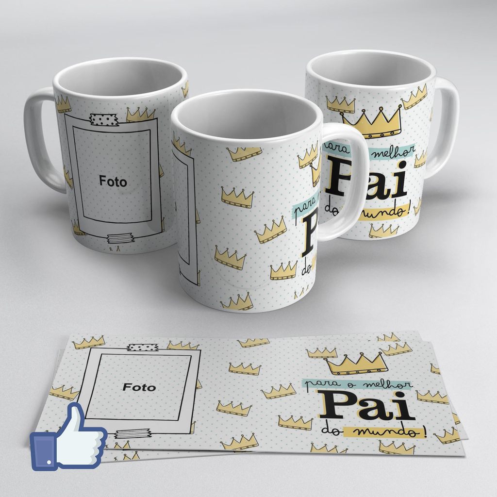 Caneca Porcelana Personalizada com Foto 'Pai do Mundo' Design Exclusivo 325ml Premium