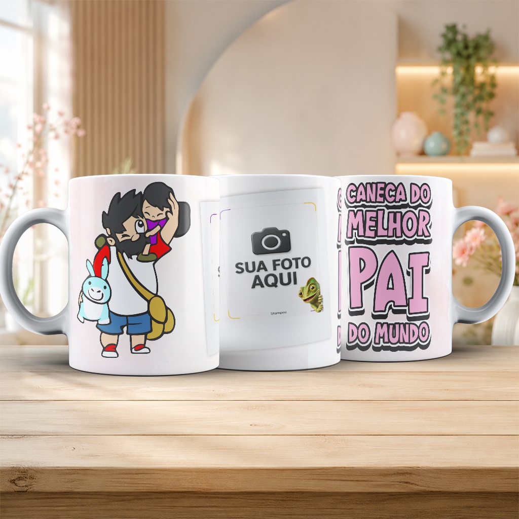Caneca Personalizada Melhor Pai do Mundo Com Foto 325ml