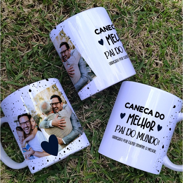 Caneca Personalizada MELHOR PAI DO MUNDO COM FOTO 325ml PORCELANA