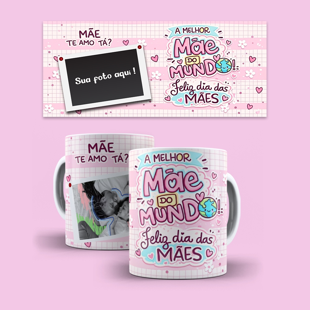 Caneca Dia das Mães 325ml Personalizada Porcelana Presente Criativo Melhor Mãe do Mundo Foto