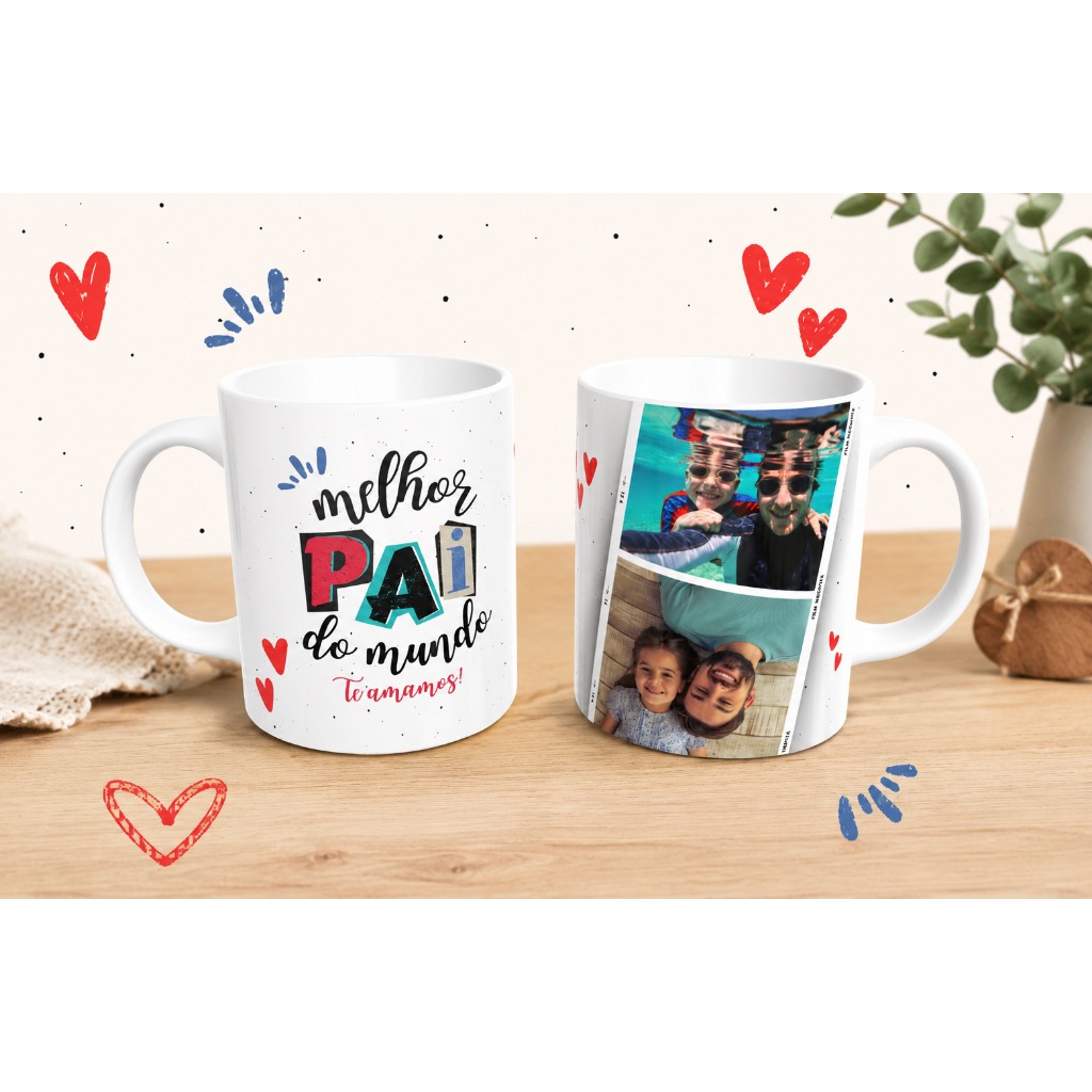 Caneca Dia dos Pais Personalizada com Foto|Presente Criativo Dia dos Pais| Porcelana  325ml|Melhor Pai do Mundo|Pai