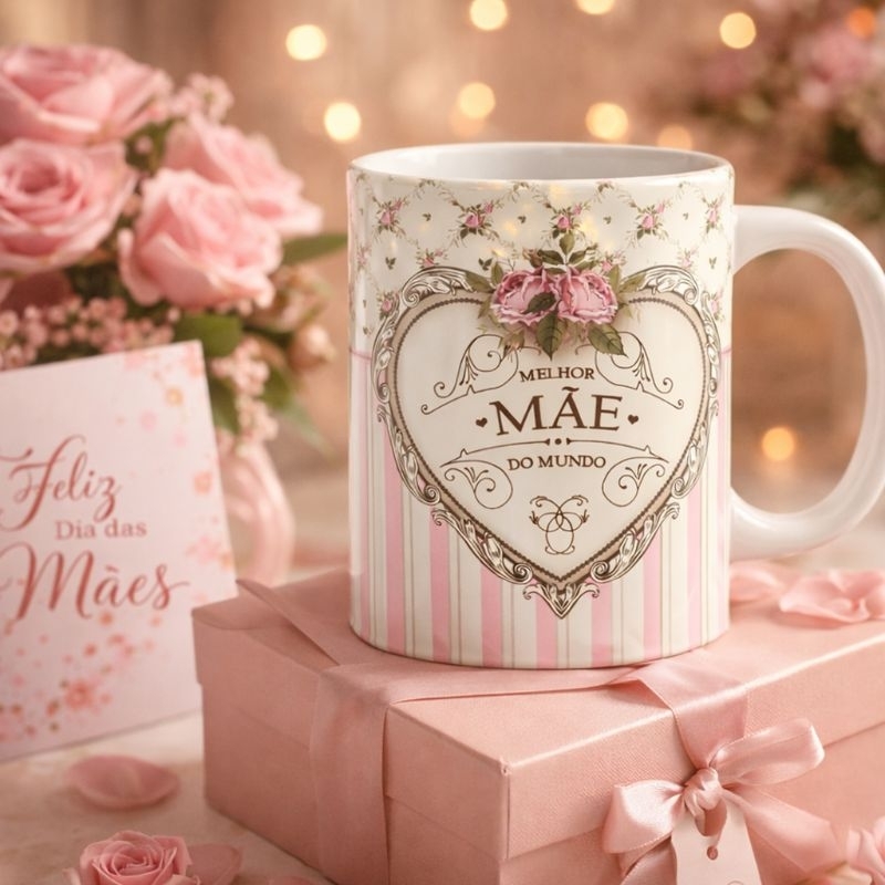 Caneca Personalizada Dia das Mães com Foto e Nome - Presente Criativo Melhor Mãe do Mundo Porcelana 325ml