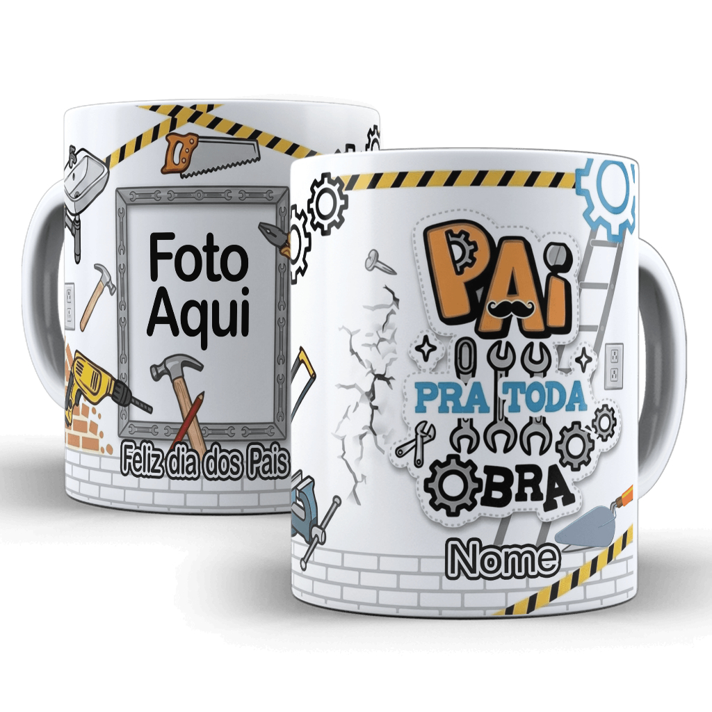 Caneca Personalizada dia dos pais Melhor Pai do Mundo com foto e nome 325ml