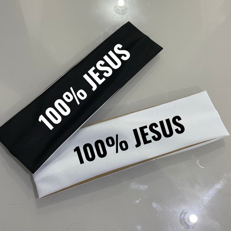 Kit 2 Faixas Neymar 100% Jesus - Branca e Preta - Faixas Testeiras - Estampa em DTF - Costura de Conforto - Tecido Leve