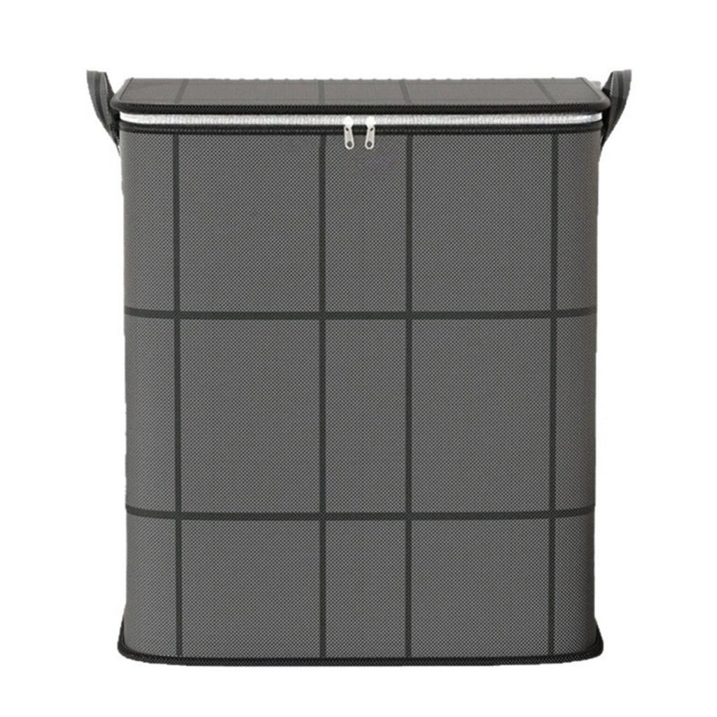 Extra Foldable Storage Bag with Reinforced Handles Zipper – Durable Non-woven Fabric Organizer for Bedding Clothes Bla