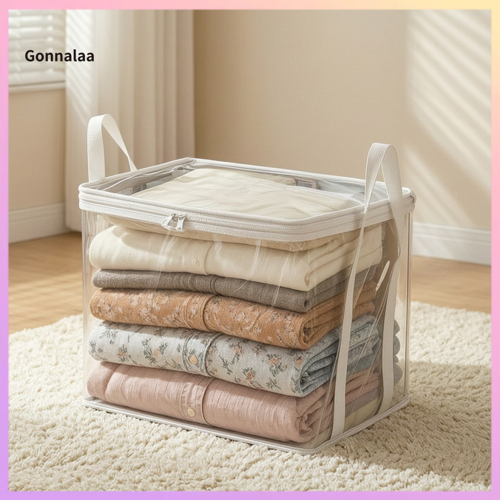 Clothes Storage Bag with Lid Reinforced Handles – Waterproof Moving Dorm Organizer for Home Travel Camping Durable Cap