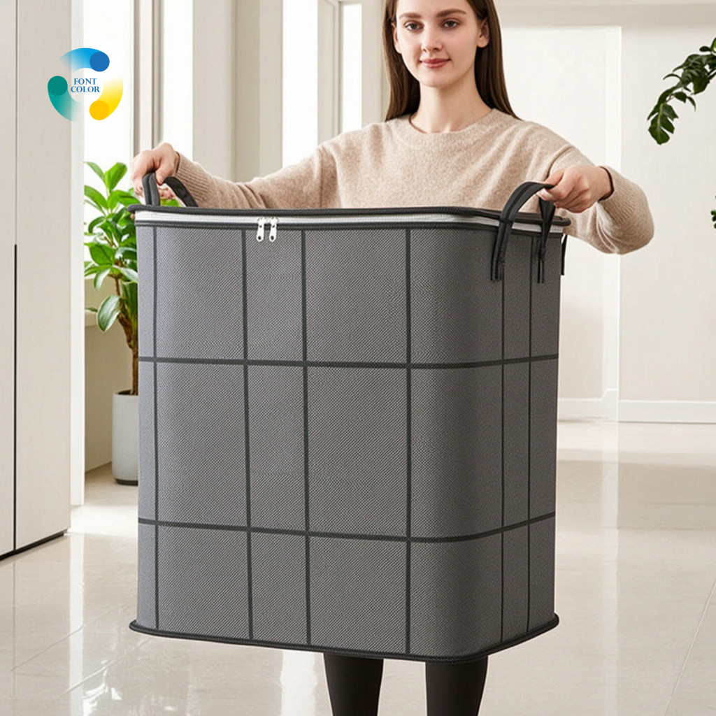 Storage Bags for Clothes Non Woven Fabric Clothing Organizer Extra Foldable Bag with Reinforced Handles Zipper Non-woven