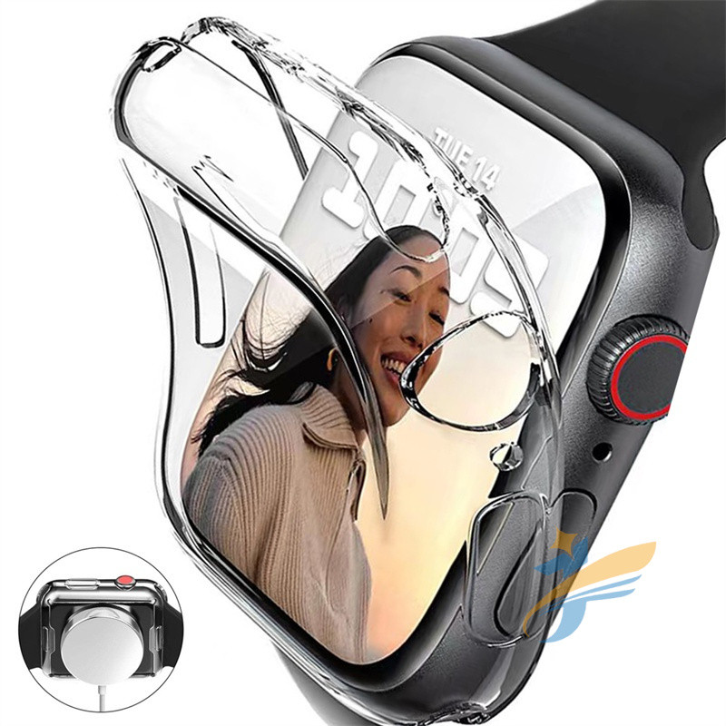 Para Apple Watch protetor de tela 46mm 45mm 41mm 44mm 40mm 42mm 38mm TPU transparente Acessórios de cobertura completa
