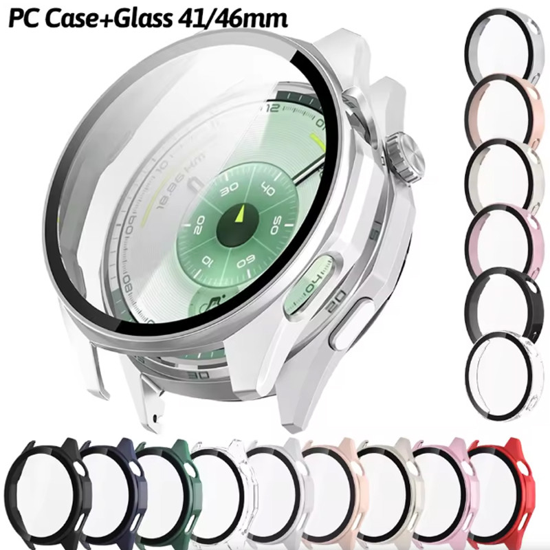 Vidro + Capa De PC Para Huawei Watch GT 6 46mm 41mm Caso Cobertura Completa Amortecedor Protetor Acessórios