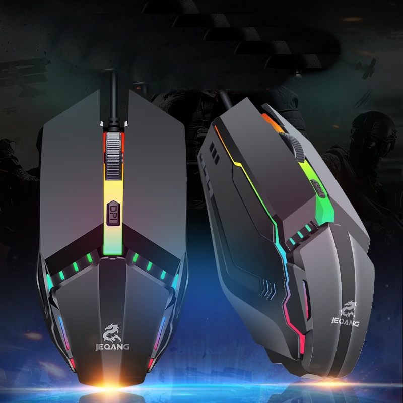 Mouse Gamer Para Jogo Fio Luminoso Rgb Para Computador Macros Customizáveis com fio Silencioso DPI Óptico com LED RGB USB