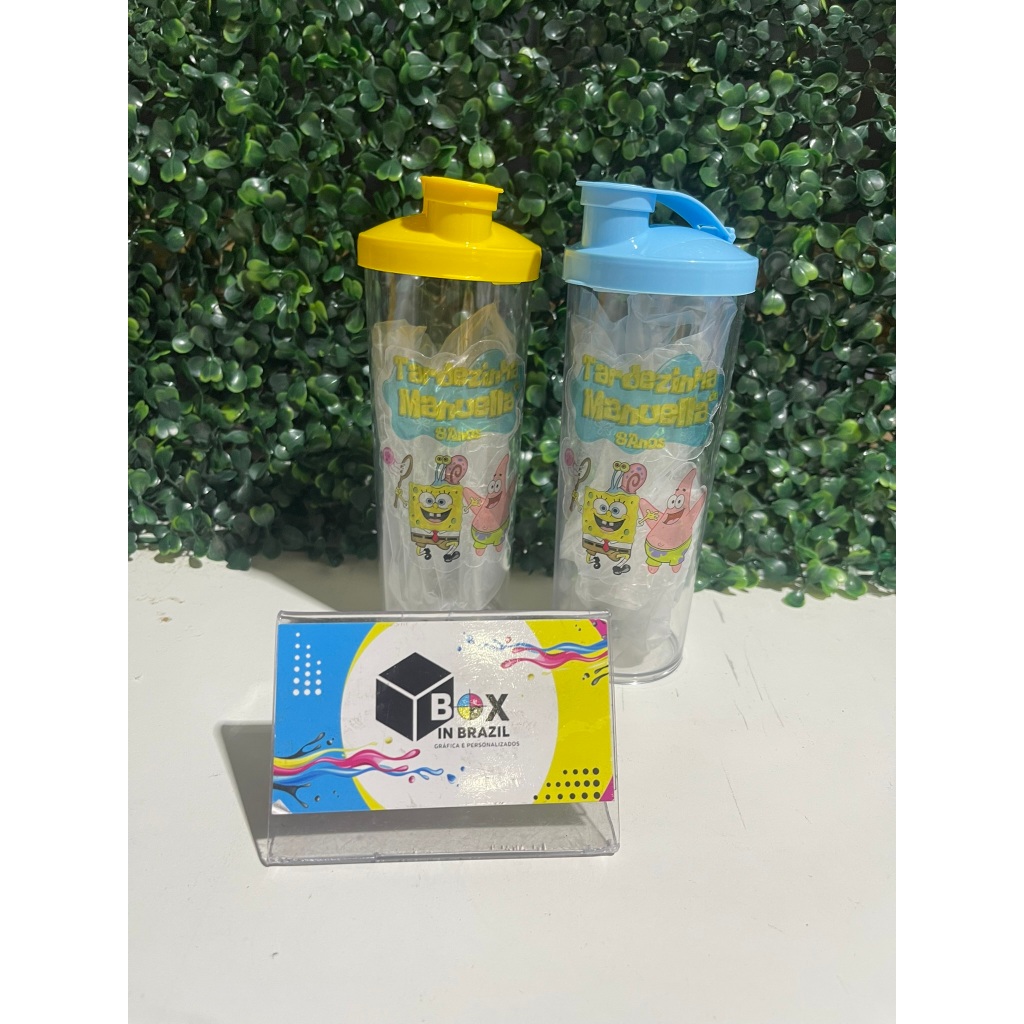 Kit C/ 50 unidades copo personalizado Long Drink BOB ESPONJA FAZEMOS QUALQUER TEMA