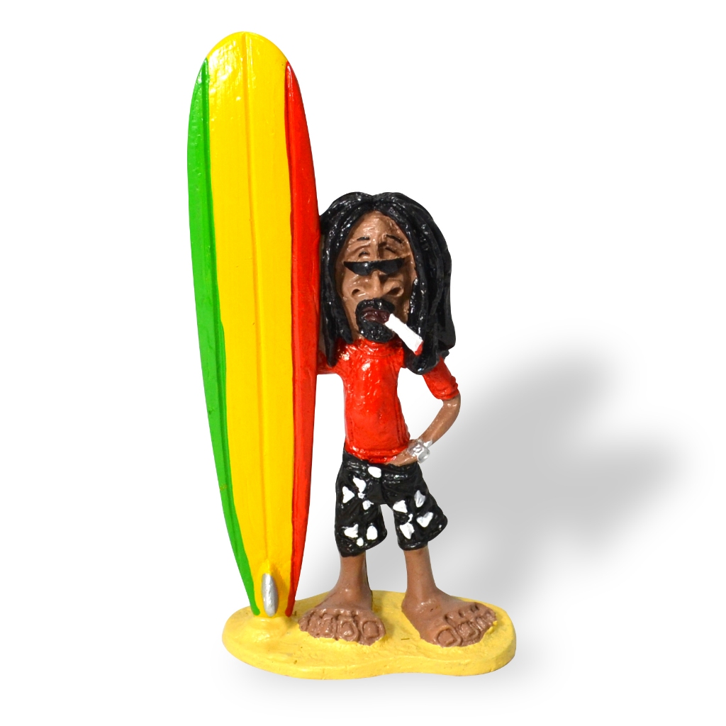 Boneco Bob Marley Prancha Longa Decoração Resina Reggae