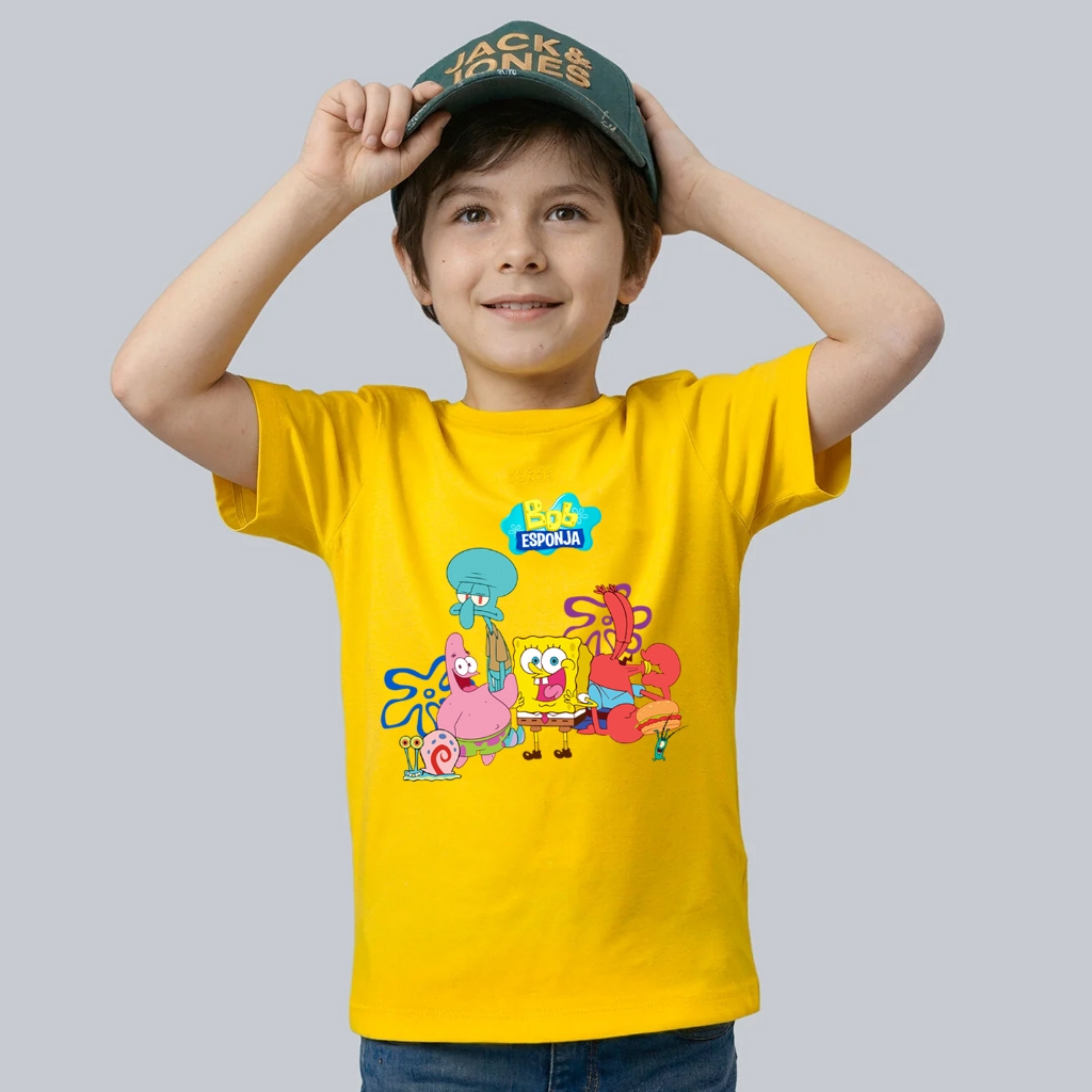Bob Esponja Camiseta Infantil Manga Curta e longa  e curta