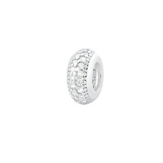Berloque Prata Separador Cravejado Zircônias Branca  Prata 925 Compatível  todas Pulseiras Berloque