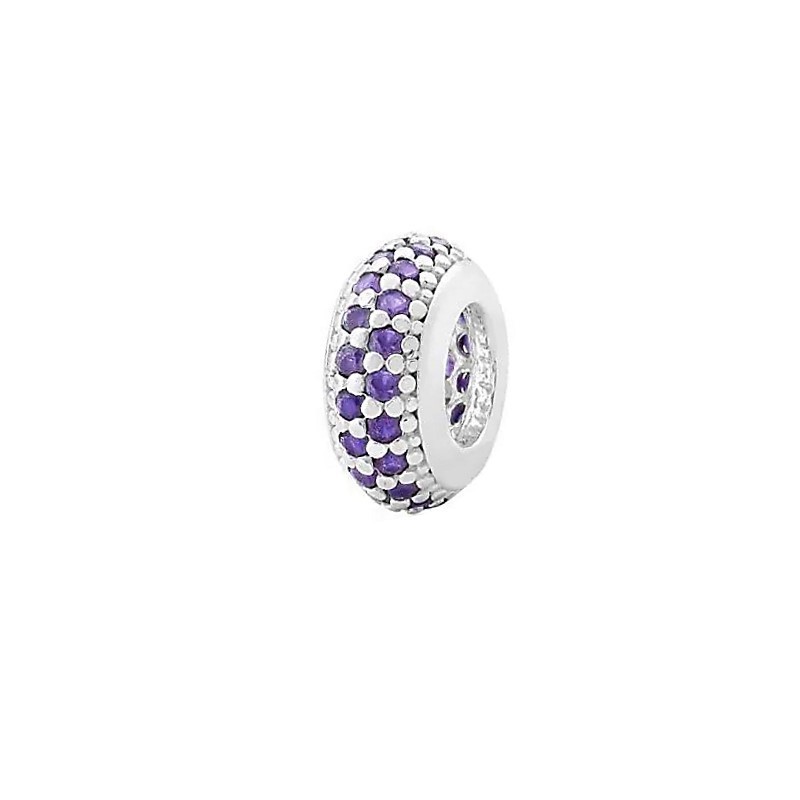 Berloque Prata 925 Separador Zircônia Lilás Com Garantia Compatível com todas Pulseiras Berloque
