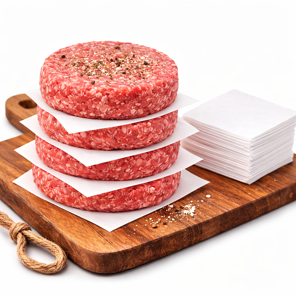 Separador de Hambúrguer 15x15 Plástico Alimentício Resistente Não Gruda 800 Folhas 1kg