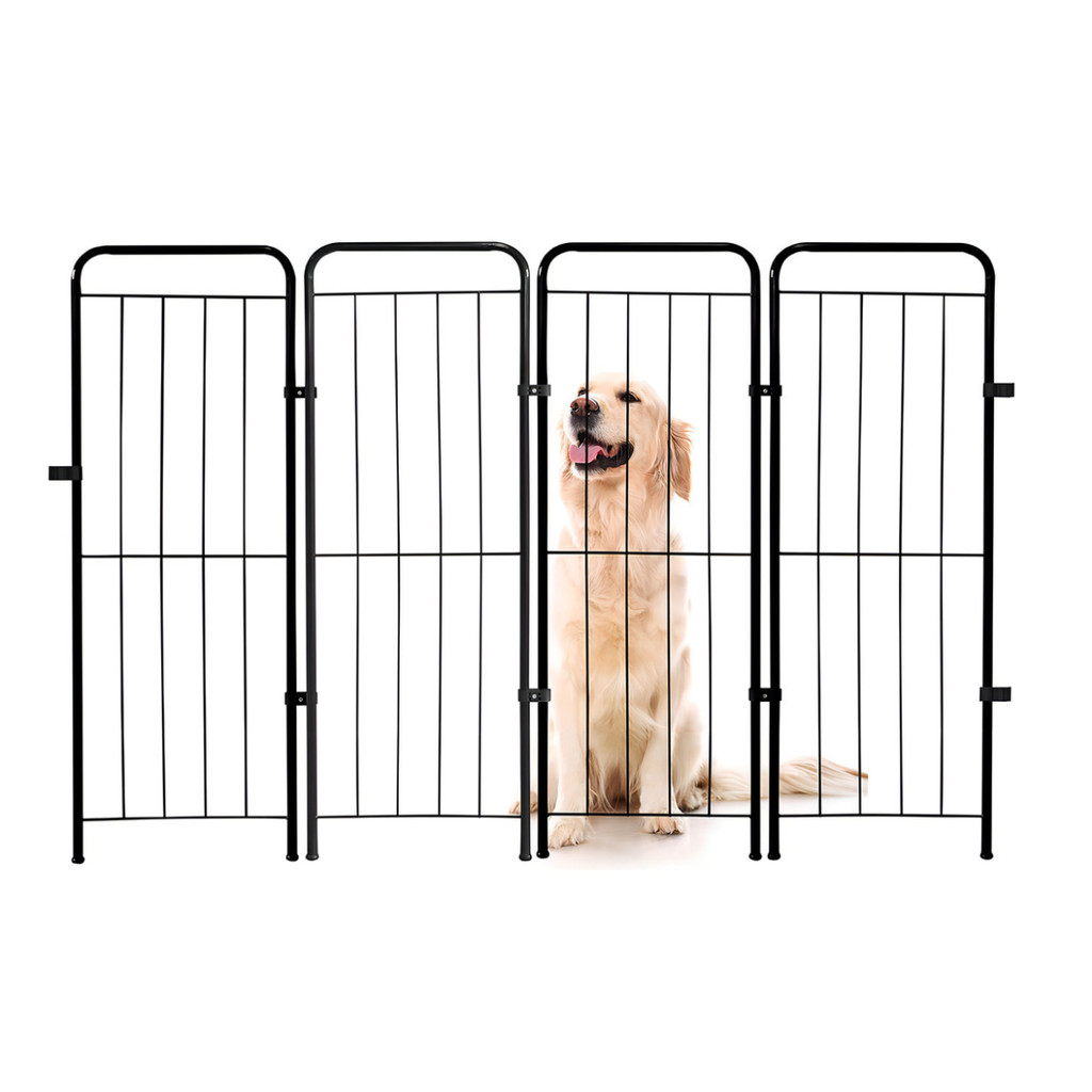 Cercado Dobrável Separador de Ambientes 98cm com 4 Módulos Utilyse Branco Preto para Pets