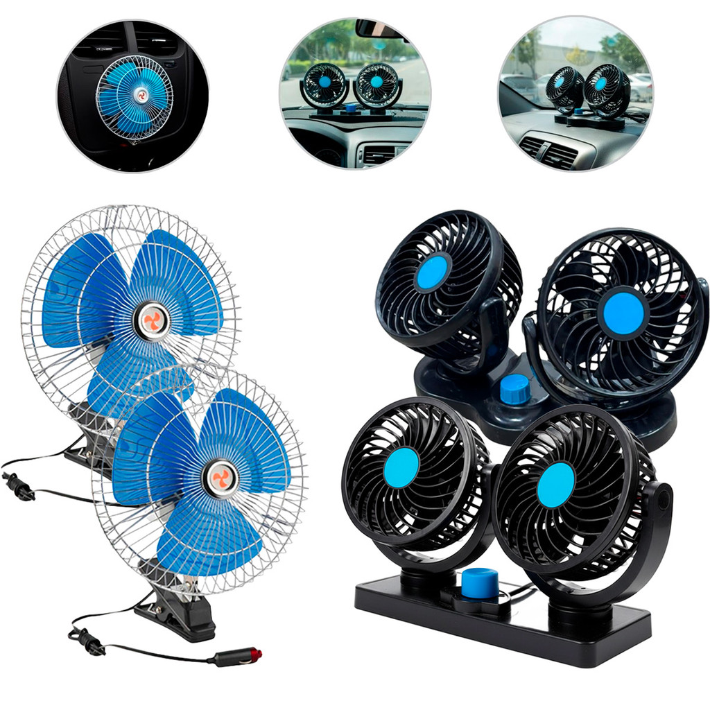 Ventilador Automotivos Importway 12V e 24V Modelos Duplos e Oscilantes para Carros Caminhões Vans e Ônibus