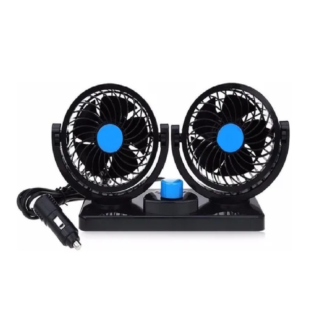 MINI VENTILADOR AUTOMOTIVO DUPLO COM AJUSTES 360º~180º PARA VEÍCULOS DE PASSEIO - VANS - MICRO ÔNIBUS - ÔNIBUS - CAMINHÕES - CARRETAS 12v E 24v