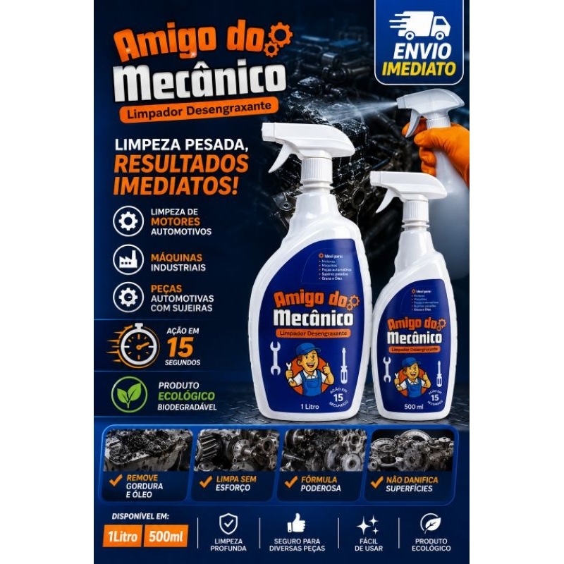 Desengraxante Amigo Do Mecânico Limpeza de Graxa, peças e mão 100% Ecológico