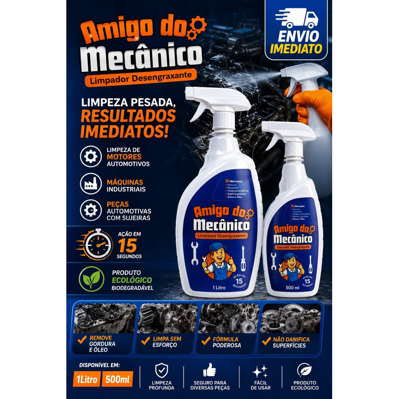 Desengraxante Concentrado Amigo Do Mecânico Limpeza de Graxa,peças e mão 100% Ecológico