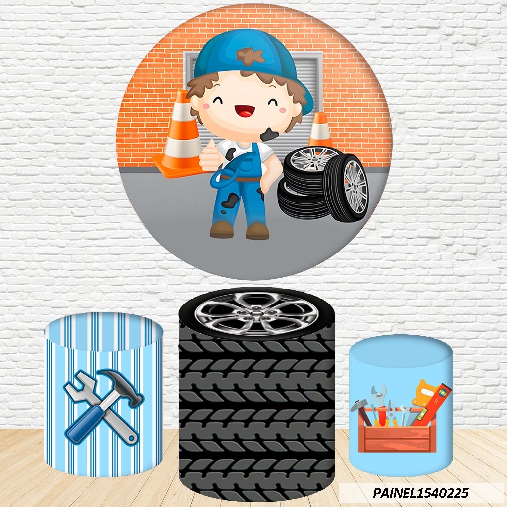 Kit de Capas Painel Redondo Sublimado Mecânico 1,50M + Trio Capas de Cilindro C/Elástico